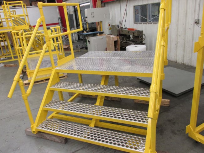 Aluminum and steel access stairs built by Raptor Fabrication